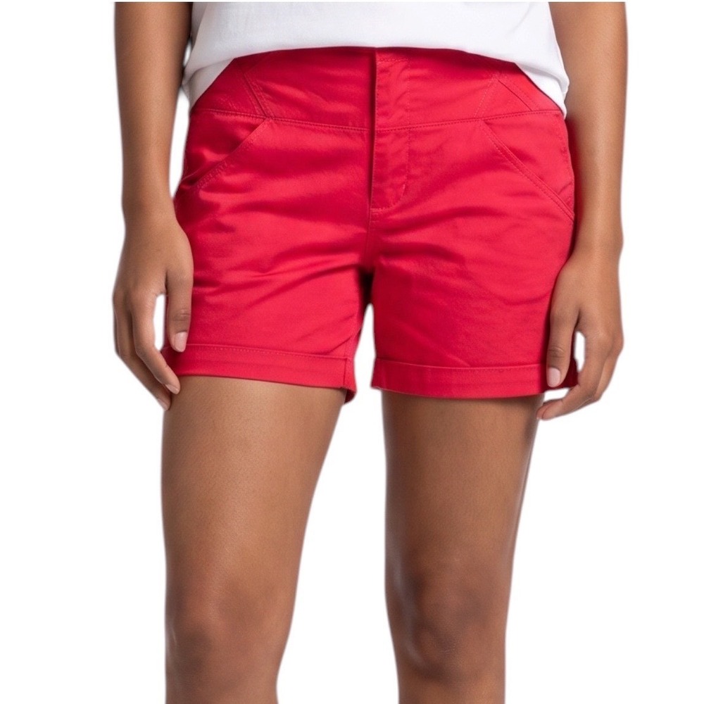 Copper Key Womens Red Flat Front Chino Shorts X-Stitch Detail NWT 1